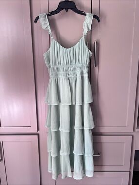 Altar’d State Womens Light Mint Tiered Ruffle Maxi Dress - Size Small- Like New
